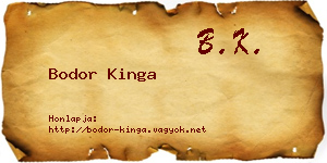 Bodor Kinga névjegykártya